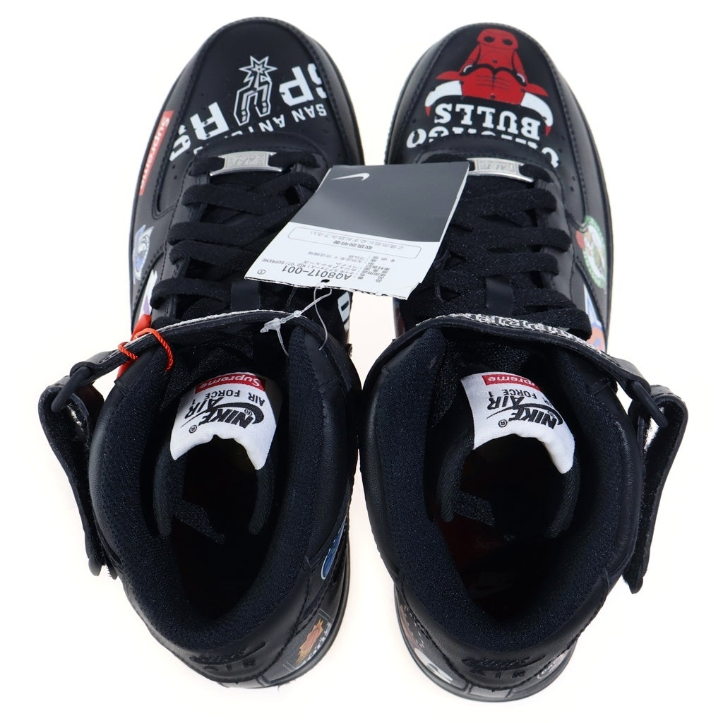 NIKE(ナイキ) ×SUPREME AIR FORCE 1 MID NBA TEAM ナイキ エアフォース1 ミッド エヌビーエーチーム ミドルカットスニーカー US9/27.0cm ブラック AQ8017-001