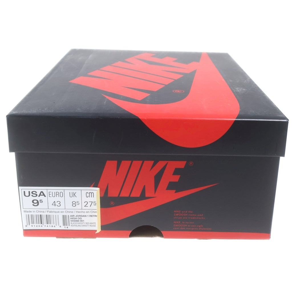 NIKE(ナイキ) AIR JORDAN1 RETRO HIGH OG BRED BANNED エアジョーダン1 レトロ ブレッド バンド ハイカットスニーカー ブラック/レッド US9.5/27.5cm 555088-001