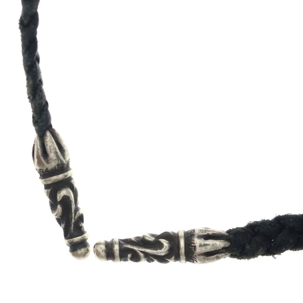 CHROME HEARTS(クロムハーツ) LEATHER BRAID スクロールレザーブレード シルバーネックレス ブラック/シルバー -