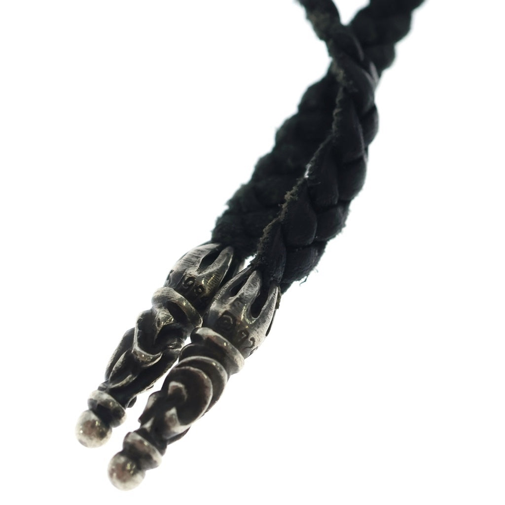 CHROME HEARTS(クロムハーツ) LEATHER BRAID スクロールレザーブレード シルバーネックレス ブラック/シルバー -