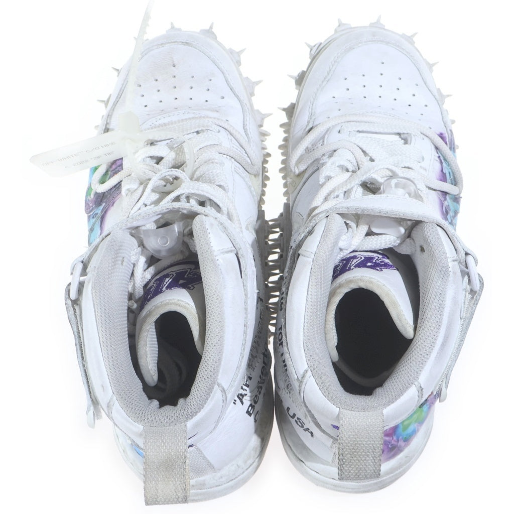 NIKE(ナイキ) ×OFF-WHITE AIR FORCE1 MID SP LTHR オフホワイト エアフォース1 ミッドカットスニーカー ホワイト US7/25cm DR0500-100