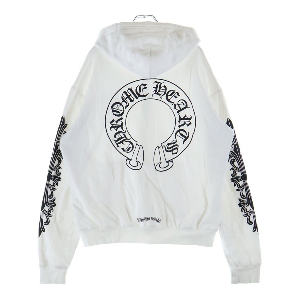 CHROME HEARTS(クロムハーツ) SWTSHRT HD ZIP バックホースシューアームフローラルジップパーカー ホワイト