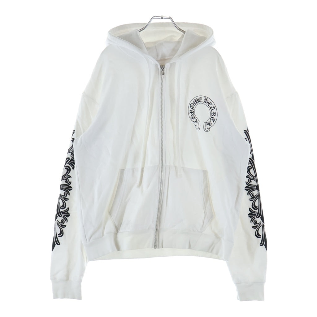 CHROME HEARTS(クロムハーツ) SWTSHRT HD ZIP バックホースシューアームフローラルジップパーカー ホワイト