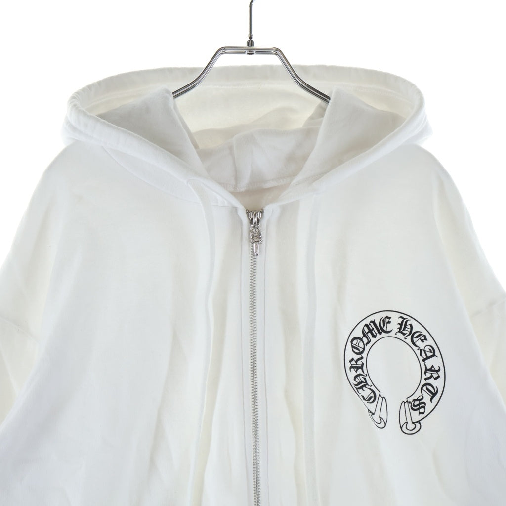 CHROME HEARTS(クロムハーツ) SWTSHRT HD ZIP バックホースシューアームフローラルジップパーカー ホワイト