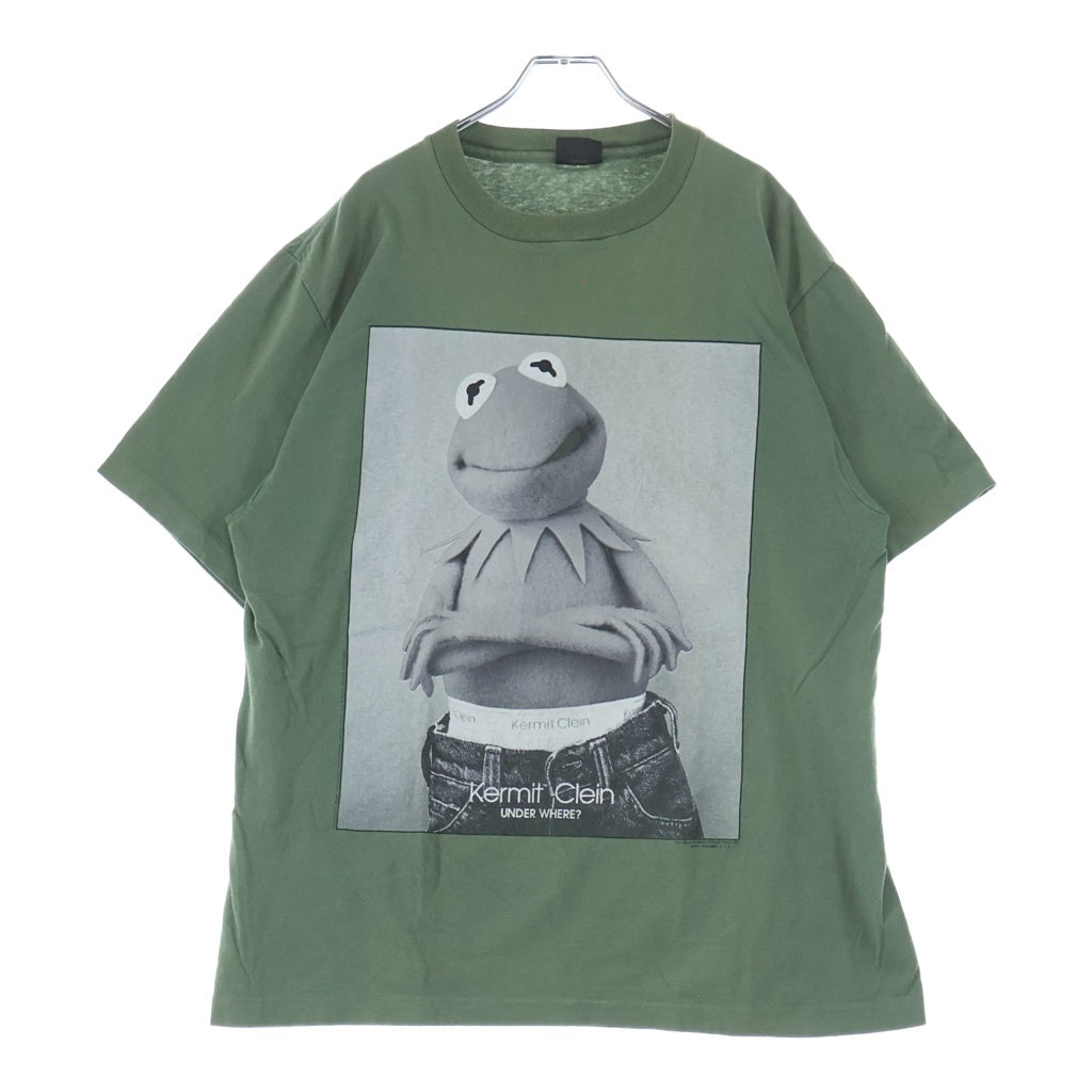 VINTAGE(ヴィンテージ) 90s Kermit カーミット クルーネック半袖Tシャツ USA製 カーキ ‐