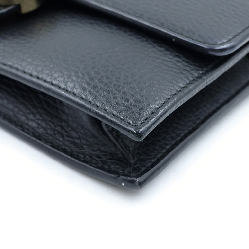 GUCCI(グッチ) インターロッキングG チェーンウォレット ゴールド金具 レザー ブラック 510314 レディース