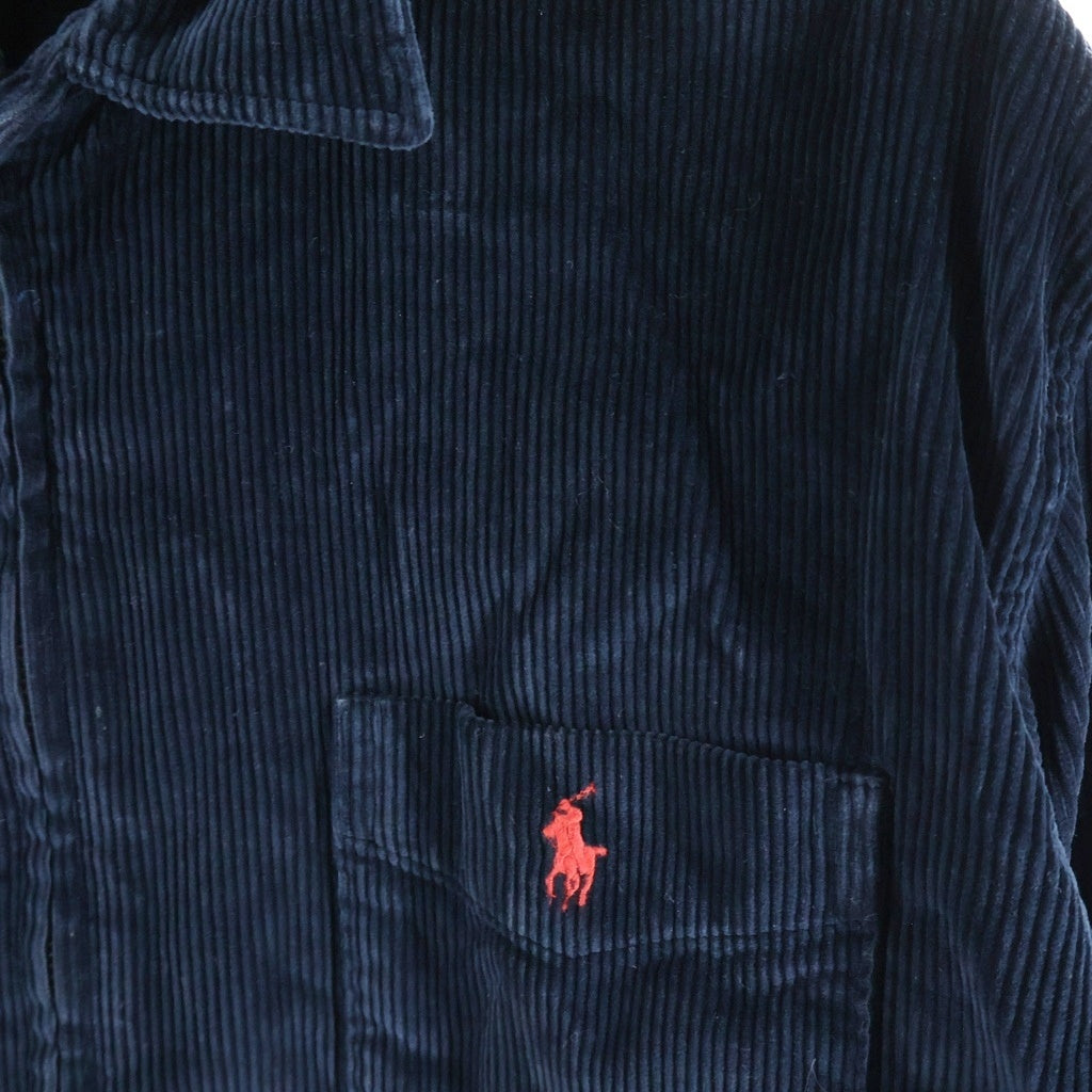 POLO RALPH LAUREN(ポロラルフローレン) チンスト 胸ポニー コーディロイ TALONジップ ジップアップシャツ ネイビー