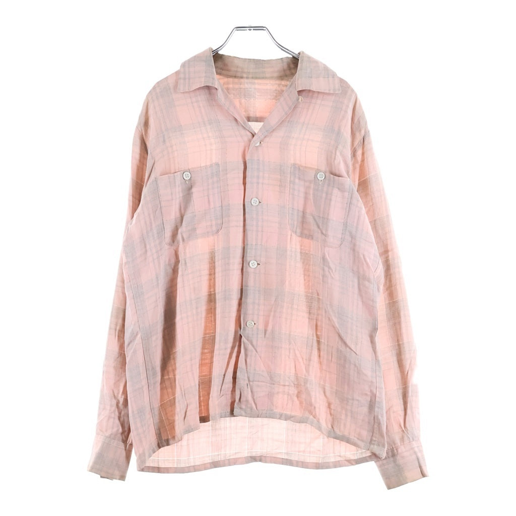 VINTAGE(ヴィンテージ) 60s OMBRE SHADE PINK RAYON グレピン レーヨン 開襟 オープンカラーシャツ ピンク チェック