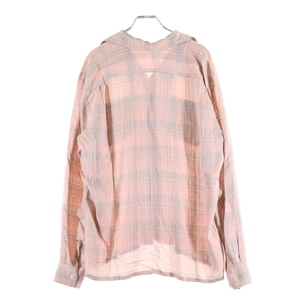 VINTAGE(ヴィンテージ) 60s OMBRE SHADE PINK RAYON グレピン レーヨン 開襟 オープンカラーシャツ ピンク チェック