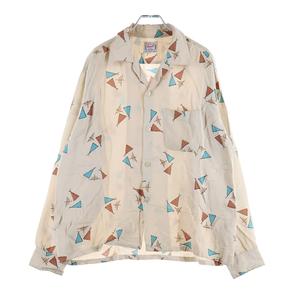 VINTAGE(ヴィンテージ) 50s-60s BRENT Atomic RAYON アトミック レーヨン 開襟 オープンカラーシャツ ベージュ