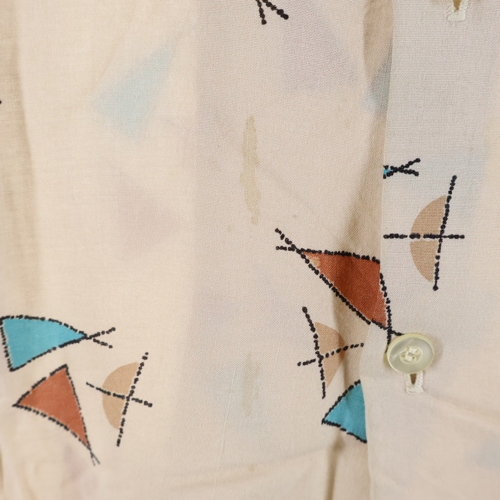 VINTAGE(ヴィンテージ) 50s-60s BRENT Atomic RAYON アトミック レーヨン 開襟 オープンカラーシャツ ベージュ