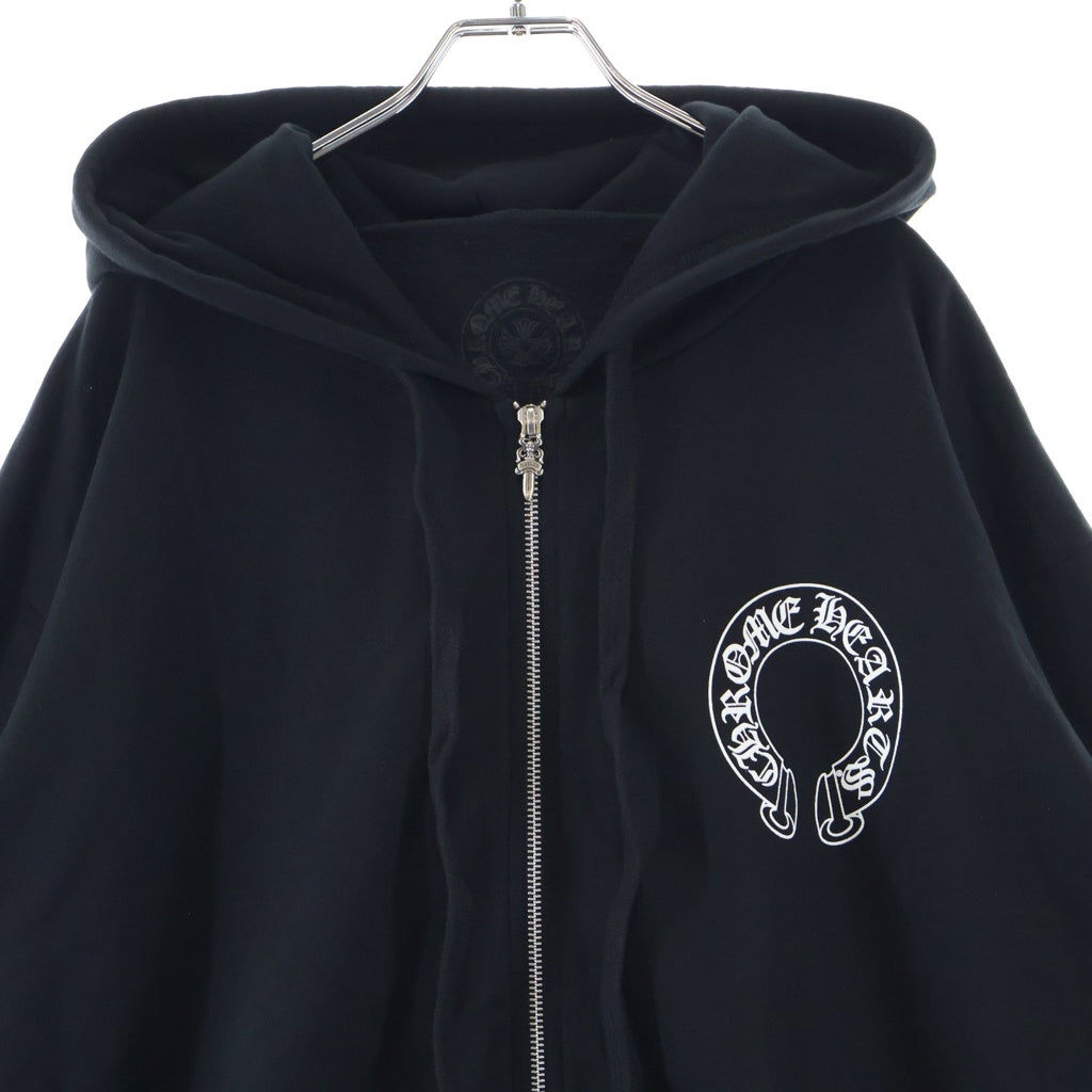 CHROME HEARTS(クロムハーツ) SWTSHRT HD ZIP アームフローラル バックホースシュー プリントジップアップスウェットパーカー フーディー ブラック