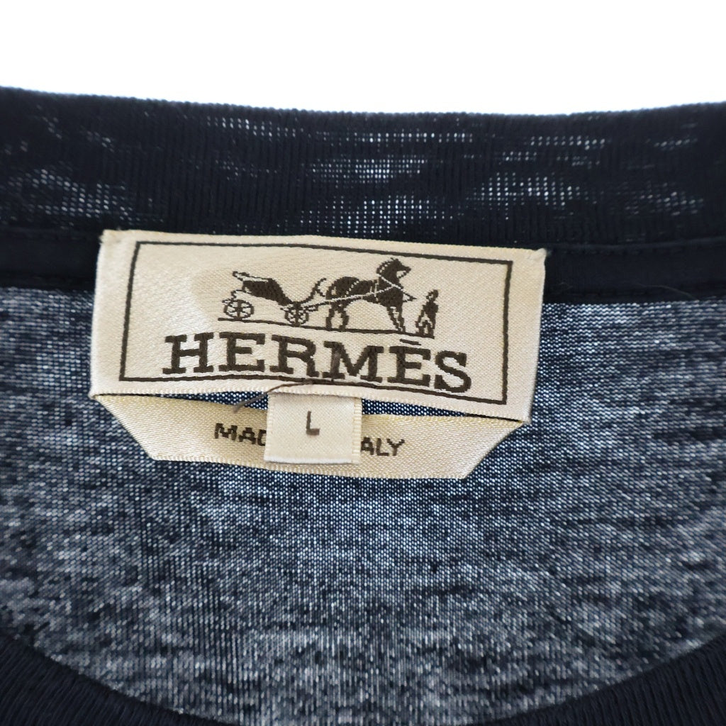 HERMES(エルメス) ディティール セリエ クルーネック半袖Tシャツカットソー ネイビー
