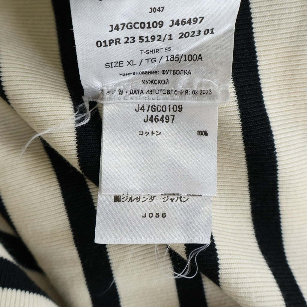 JIL SANDER(ジルサンダー) ボーダー柄 クルーネック半袖Tシャツカットソー アイボリー J47GC0109