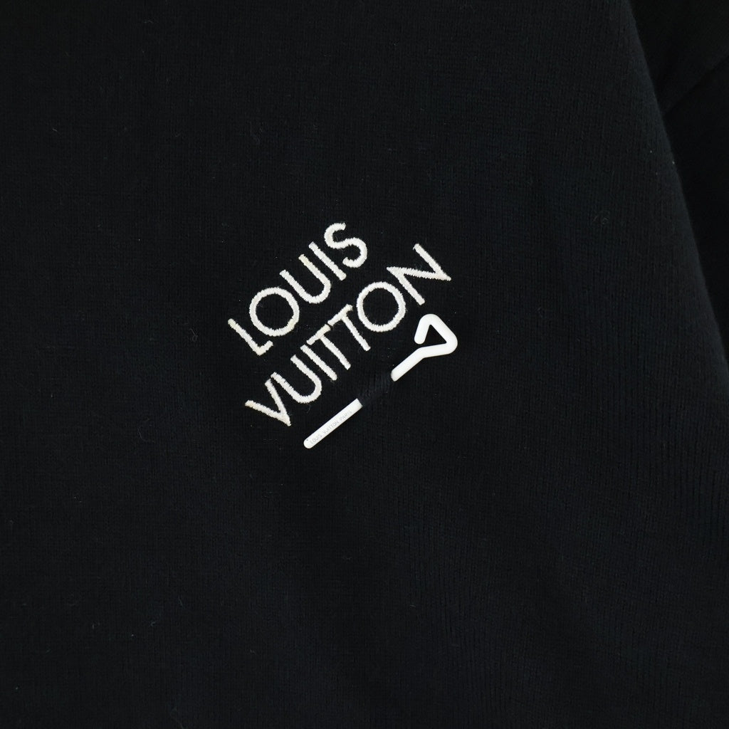 LOUIS VUITTON(ルイヴィトン) 23SS フックディテール シグネチャーショートスリーブ ニットセーター ブラック RM231Q OY8 HNN42W