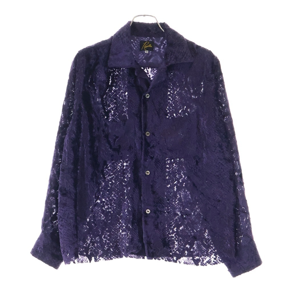 Needles(ニードルス) C.O.B One-Up Shirt Burnout velvet ワンアップ シャツ バーンアウト ベルベット 長袖シャツ パープル JO153