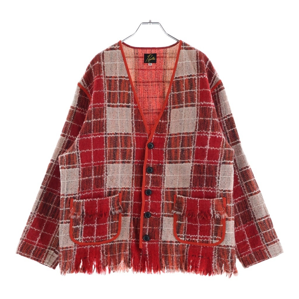 Needles(ニードルス) Fringe Cardigan Wool Plaid フリンジカーディガン RW265 レッド