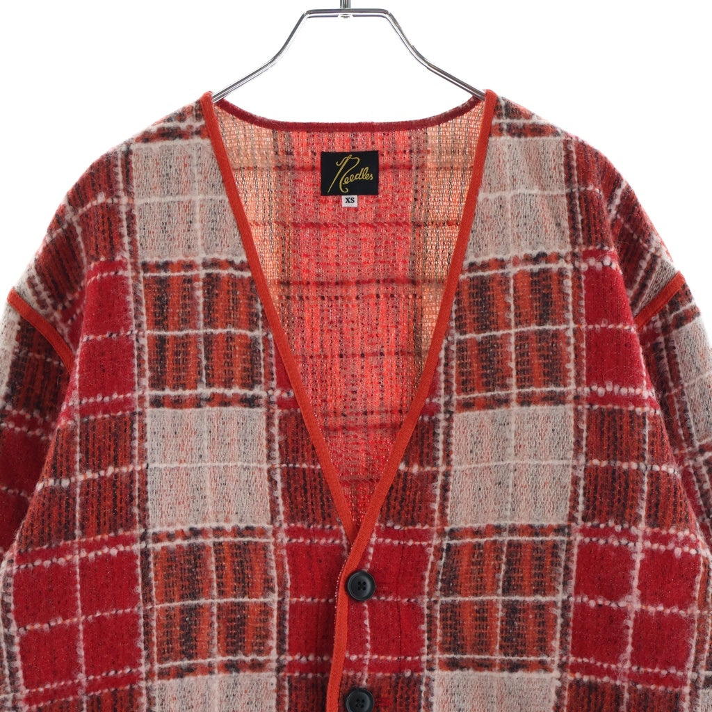 Needles(ニードルス) Fringe Cardigan Wool Plaid フリンジカーディガン RW265 レッド