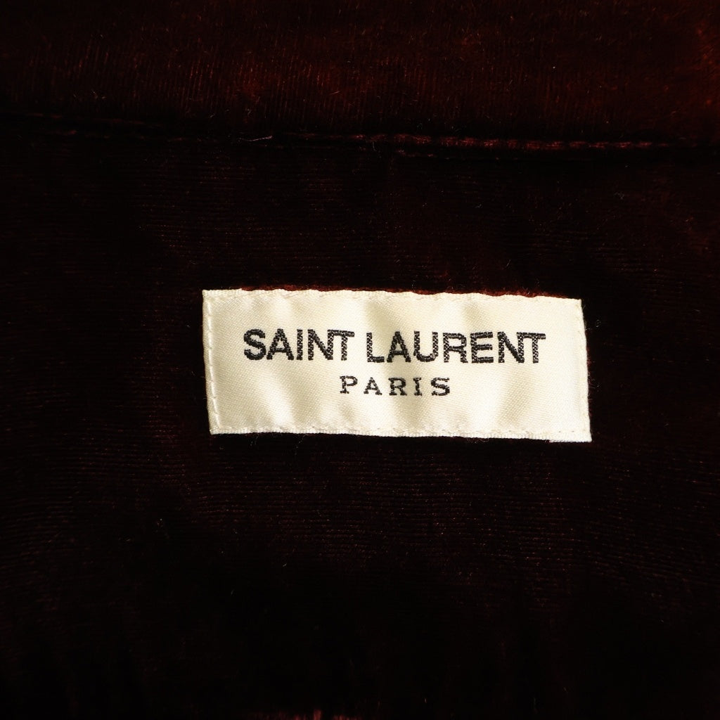 SAINT LAURENT PARIS(サンローランパリ) 20SS ベロア ベルベット ウエスタン ブリーチ 長袖シャツ ワインレッド 605582 Y555V