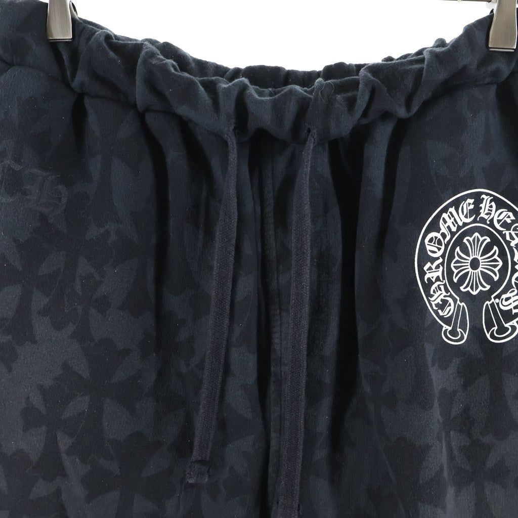 CHROME HEARTS(クロムハーツ) SWEAT PANTS セメタリークロス 総柄スウェットハーフパンツ ブラック