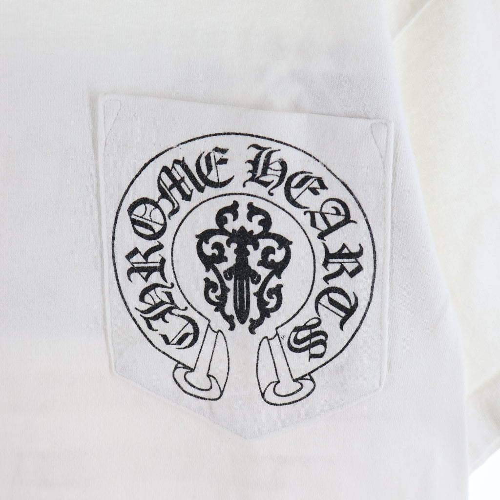 CHROME HEARTS(クロムハーツ) OLD AMERICAN FLAG TEE オールド アメリカンフラッグTシャツ 星条旗 ホースシュープリント 半袖カットソー ホワイト