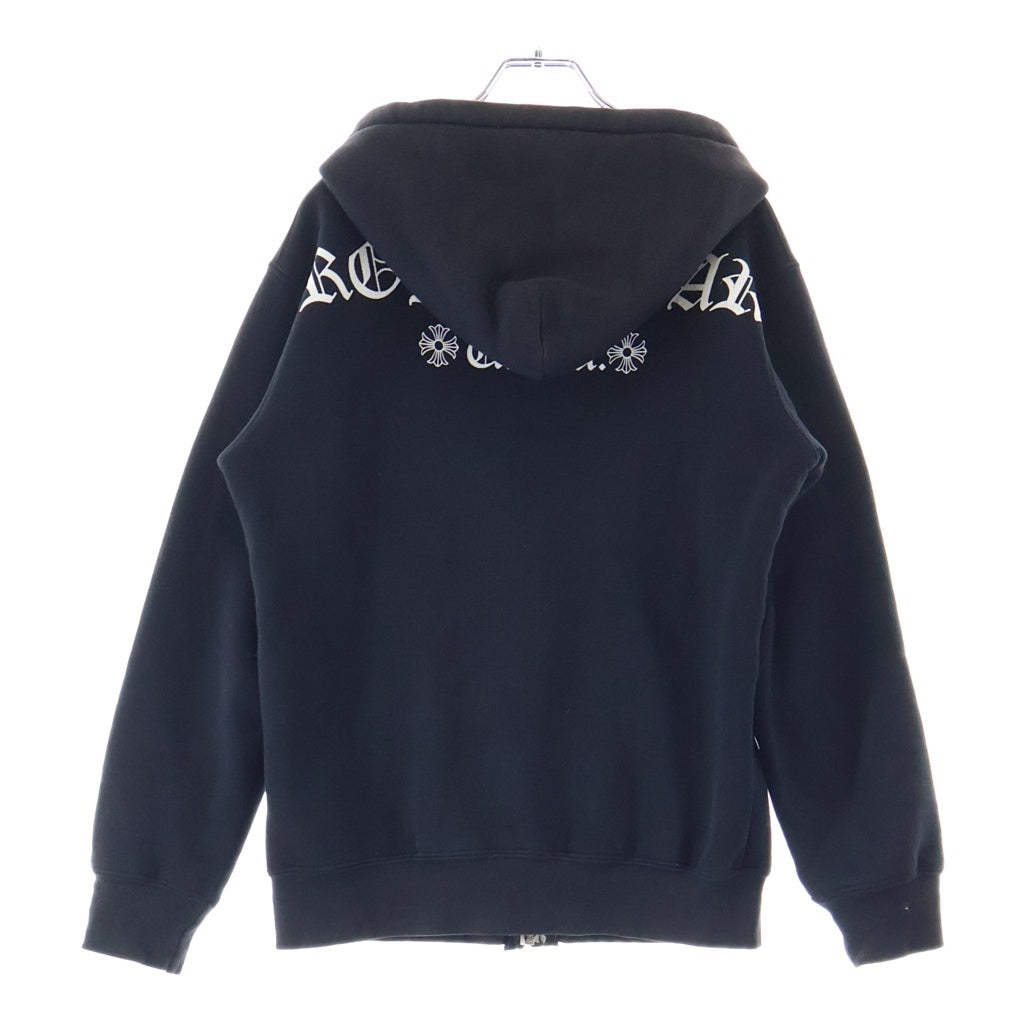 CHROME HEARTS(クロムハーツ) OLD SWTSHRT HD ZIP 胸ロゴプリント バックアーチロゴプリント 裏地サーマル ジップアップパーカー ブラック