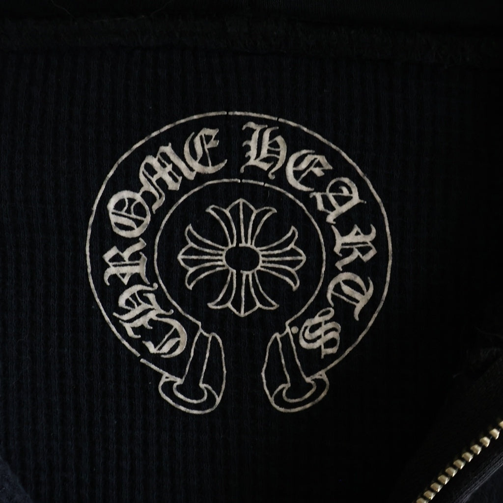 CHROME HEARTS(クロムハーツ) OLD SWTSHRT HD ZIP 胸ロゴプリント バックアーチロゴプリント 裏地サーマル ジップアップパーカー ブラック