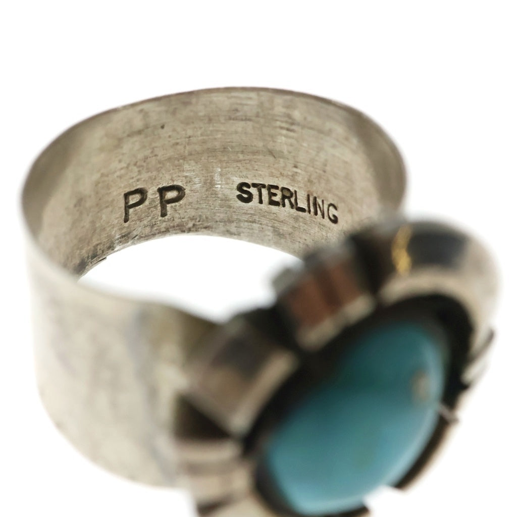 VINTAGE(ヴィンテージ) NAVAJO STERLING刻印 PP刻印 ターコイズ リング シルバー レディース