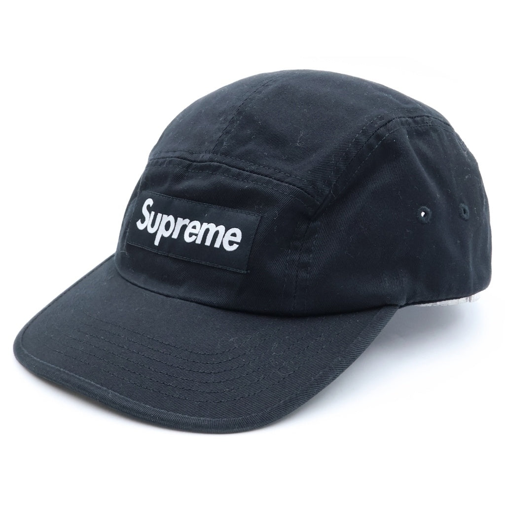 SUPREME(シュプリーム) Washed Chino Twill Cap BOX LOGO レザーベルトバックル キャンプキャップ ブラック レディース
