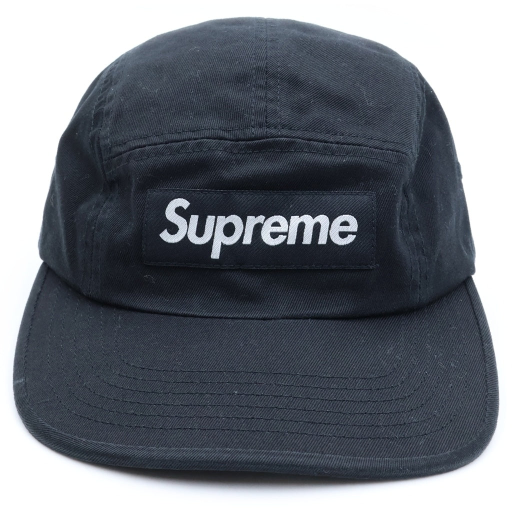 SUPREME(シュプリーム) Washed Chino Twill Cap BOX LOGO レザーベルトバックル キャンプキャップ ブラック レディース