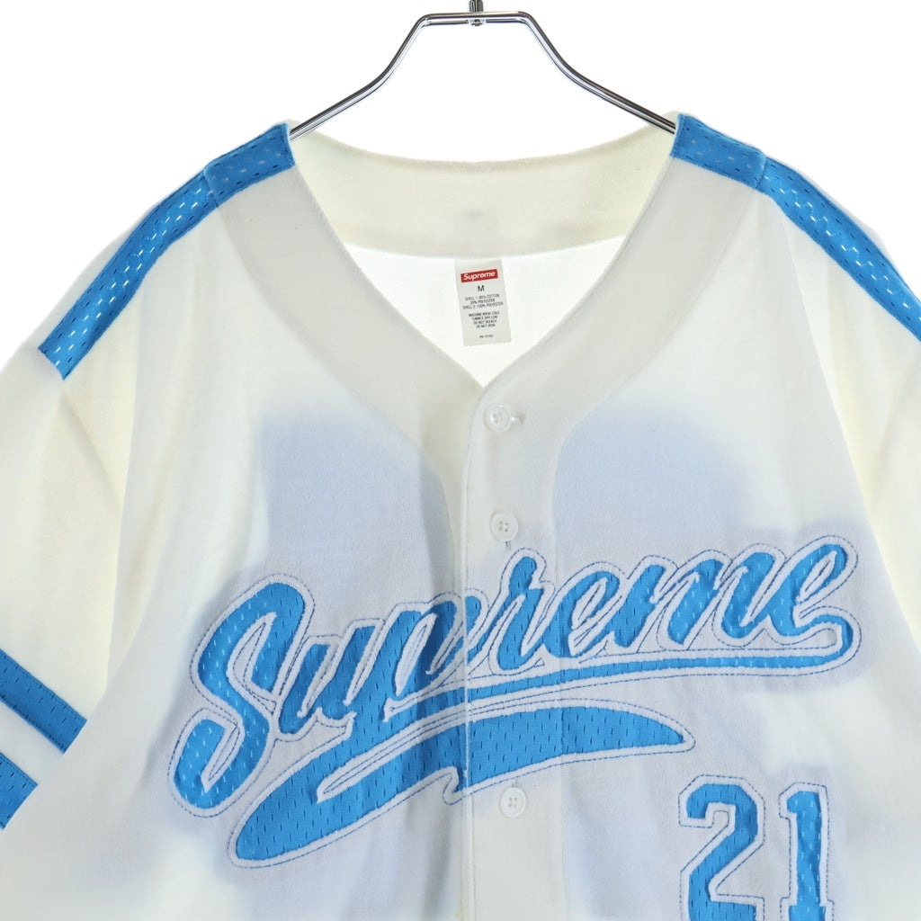 SUPREME(シュプリーム) 20AW Velour Baseball Jersey ベロアベースボールジャージー ベースボールシャツ ホワイト