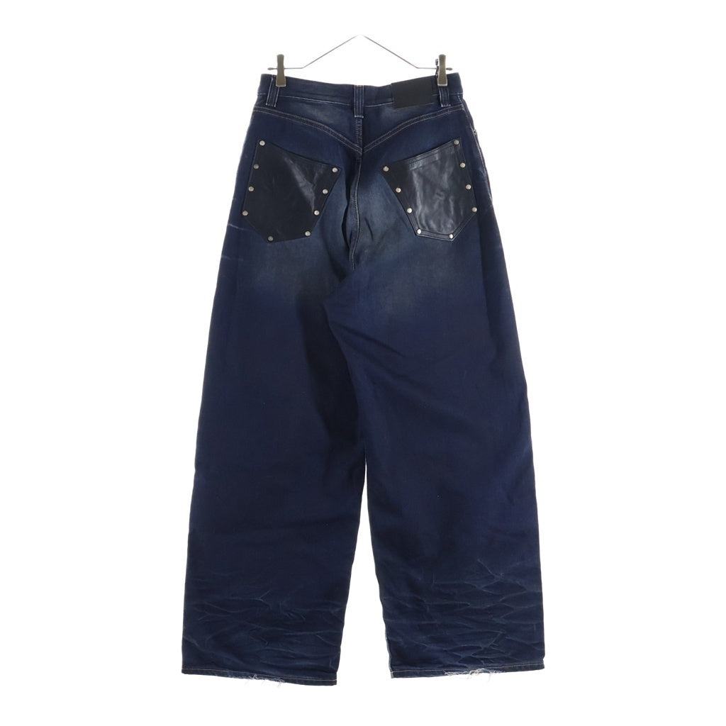 Acne Studios(アクネ ストゥディオズ) レザーポケット スーパーバギーフィットジーンズ デニムパンツ インディゴ A00476