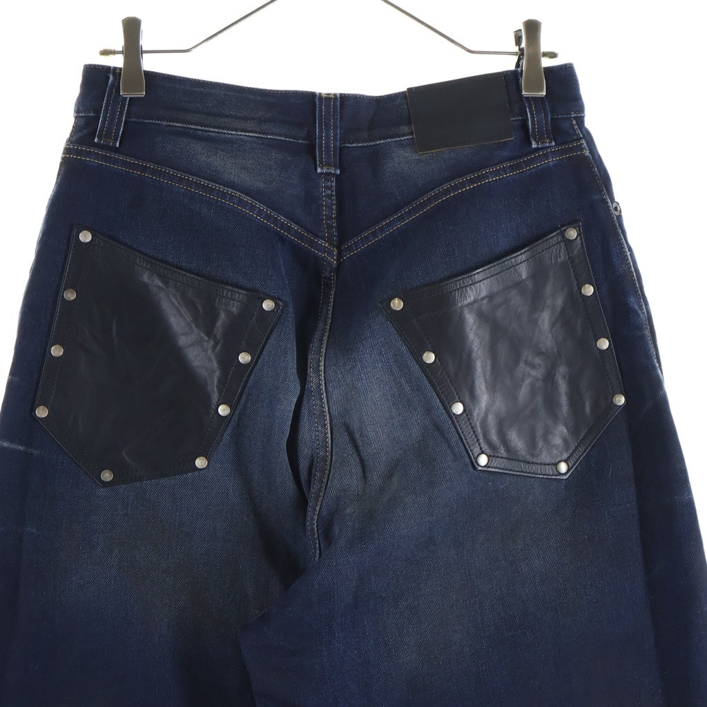Acne Studios(アクネ ストゥディオズ) レザーポケット スーパーバギーフィットジーンズ デニムパンツ インディゴ A00476