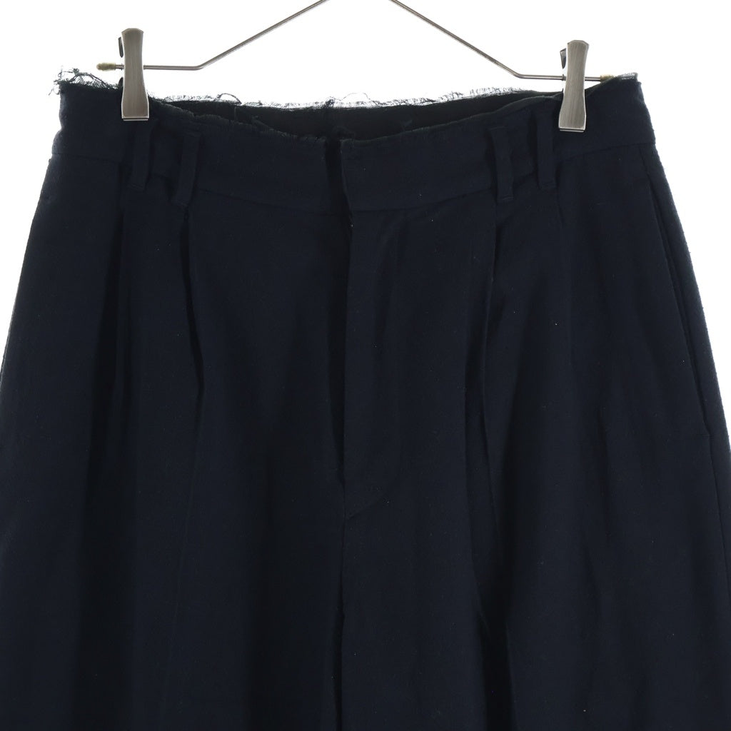 BED J.W. FORD(ベッドフォード) TWO TUCK PANT シルクコットン ネップ スラックス ブラック