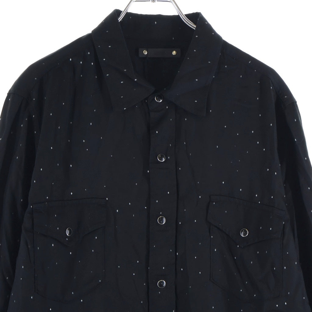 MINEDENIM(マインデニム) Rhombus Dot C.Denim Western SH レーヨン ドット ウエスタンシャツ ブラック