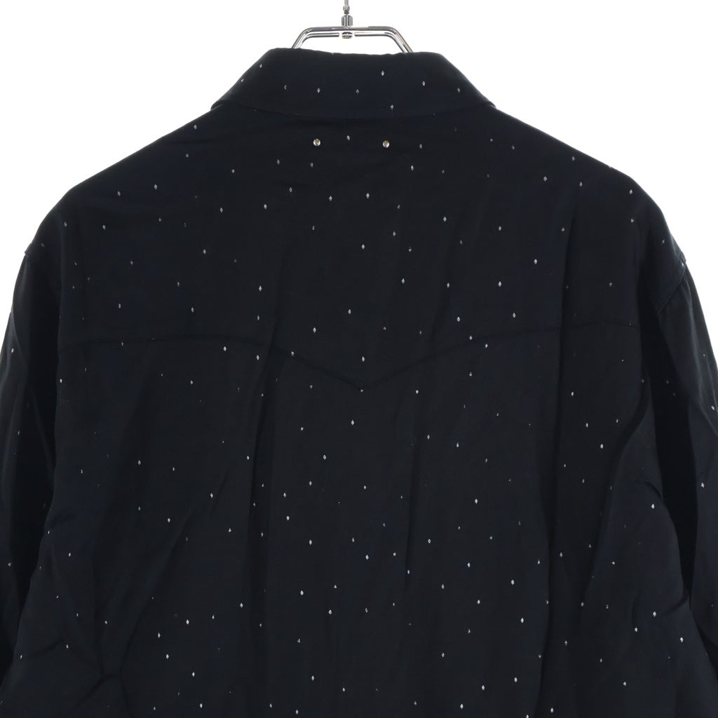 MINEDENIM(マインデニム) Rhombus Dot C.Denim Western SH レーヨン ドット ウエスタンシャツ ブラック