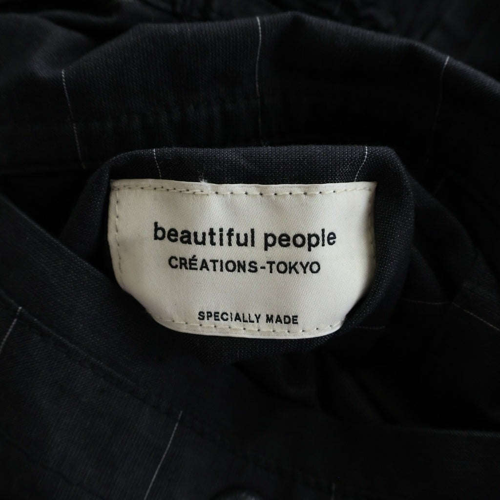 beautiful people(ビューティフルピープル) COTTON STRIPESUITING REVERSIBLE SHORTS 1616105004 ショーツ ブラック ストライプ