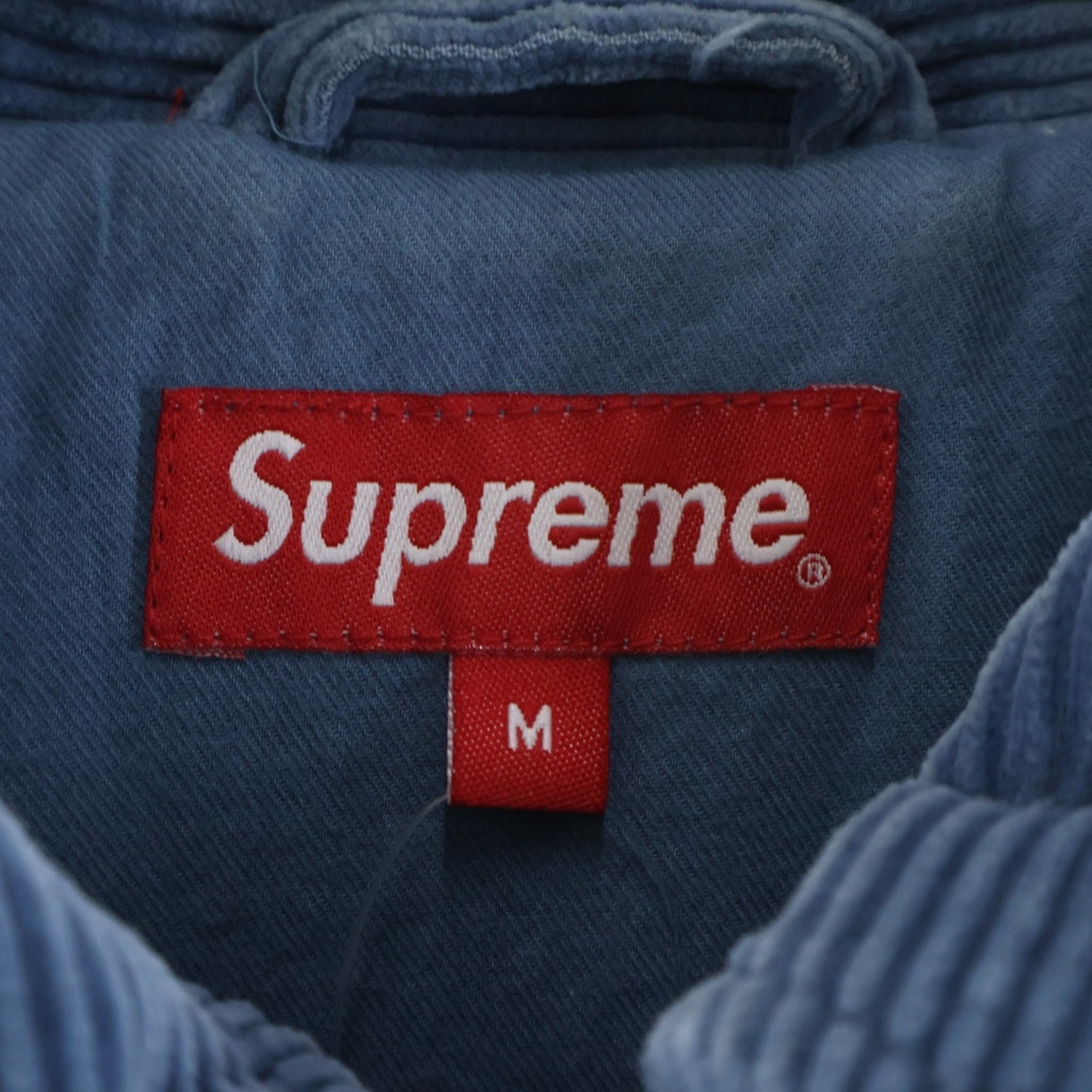 SUPREME(シュプリーム) 21AW Corduroy ZIp Jacket 胸クラシックロゴ コーディロイ ジャケット ブルー