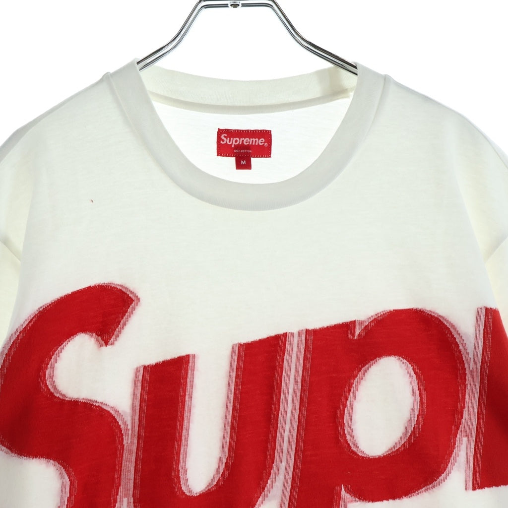 SUPREME(シュプリーム) 21SS Intarsia Spellout S/S Top インターシャ スペルアウト エスエス トップ フロントロゴプリント クルーネック半袖Tシャツカットソー ホワイト