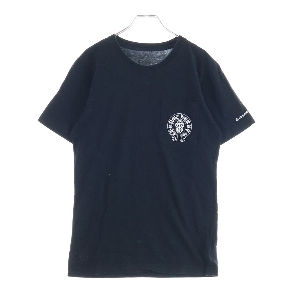 CHROME HEARTS(クロムハーツ) TRIPLE CROSS AMERICAN FLAG USA DAGGER T-SHIRTS アメリカンフラッグ トリプルクロス ダガー ポケット半袖Tシャツ ブラック