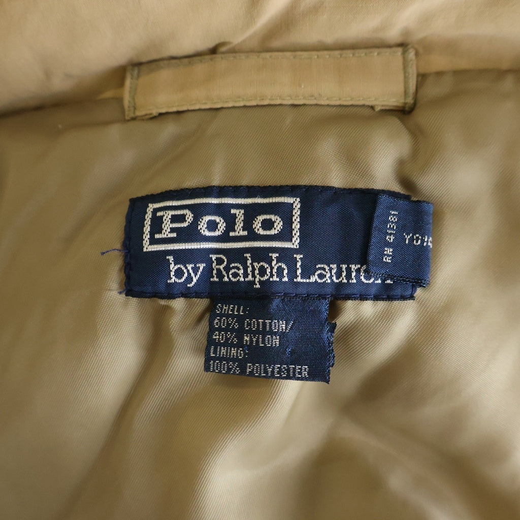 POLO RALPH LAUREN(ポロラルフローレン) VINTAGE 90s ノーポニー ririジップ コットンシェル ダウンジャケット ベージュ