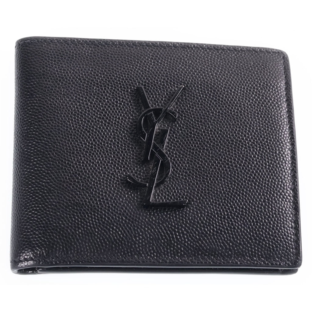 SAINT LAURENT PARIS(サンローランパリ) ロゴ エンボスレザー 453276 2つ折りブラック ブラック レディース