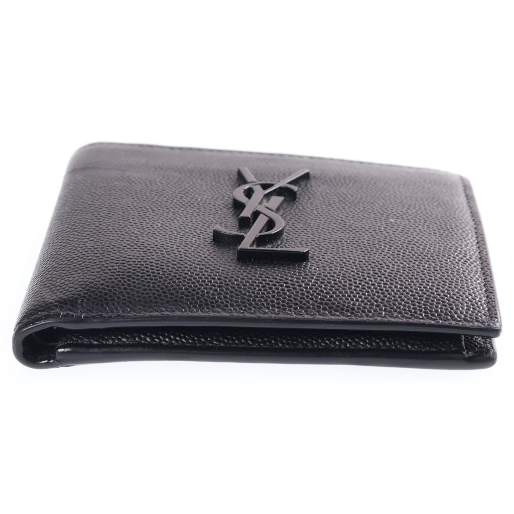 SAINT LAURENT PARIS(サンローランパリ) ロゴ エンボスレザー 453276 2つ折りブラック ブラック レディース