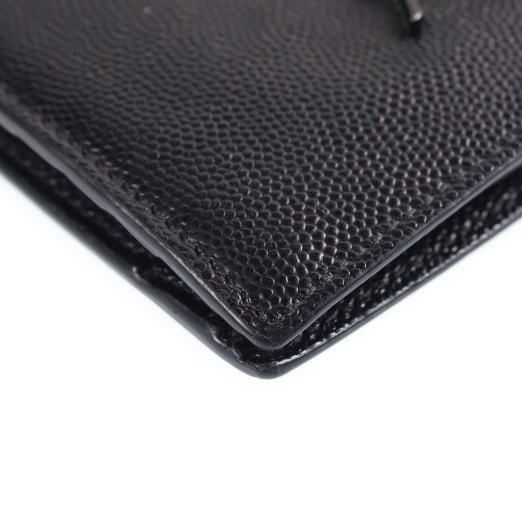 SAINT LAURENT PARIS(サンローランパリ) ロゴ エンボスレザー 453276 2つ折りブラック ブラック レディース