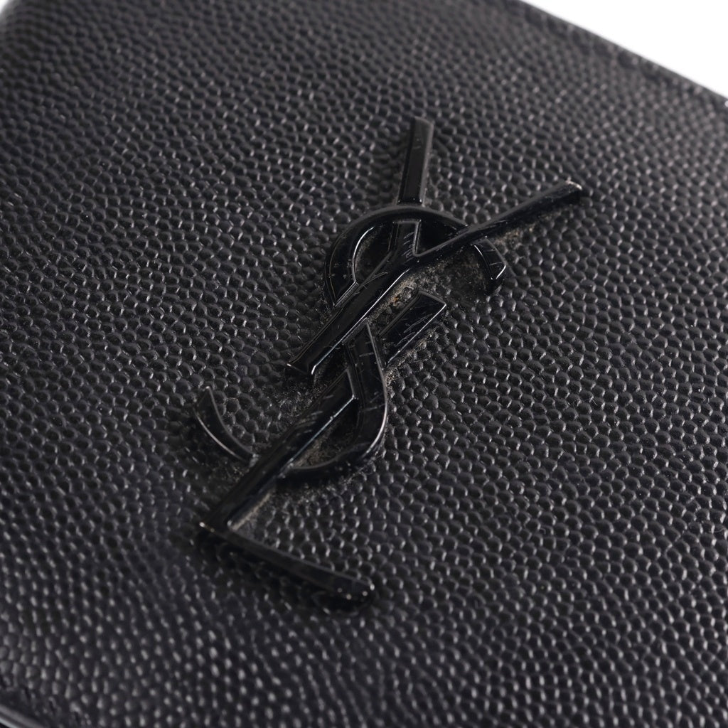 SAINT LAURENT PARIS(サンローランパリ) ロゴ エンボスレザー 453276 2つ折りブラック ブラック レディース