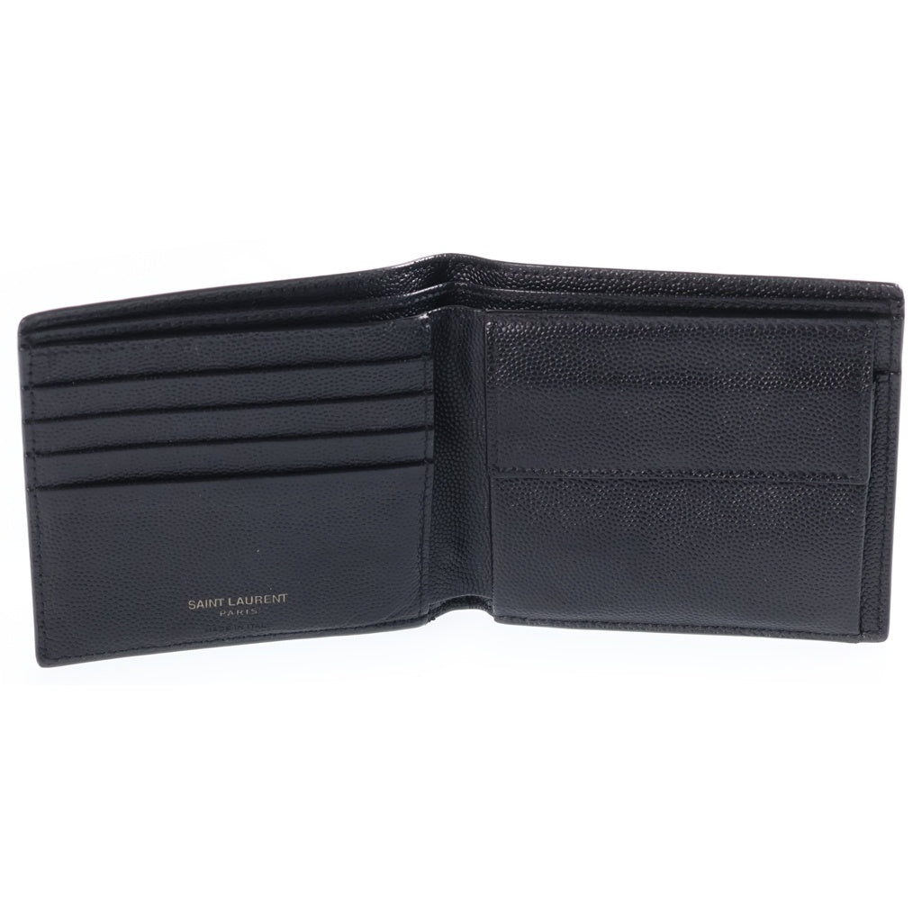 SAINT LAURENT PARIS(サンローランパリ) ロゴ エンボスレザー 453276 2つ折りブラック ブラック レディース