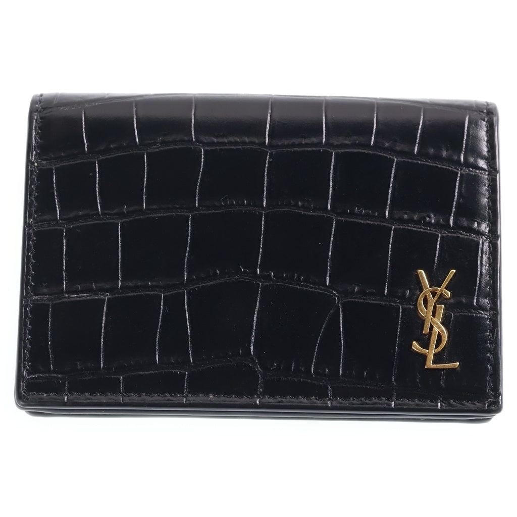 SAINT LAURENT PARIS(サンローランパリ) クロコ コインケース ブラック レディース