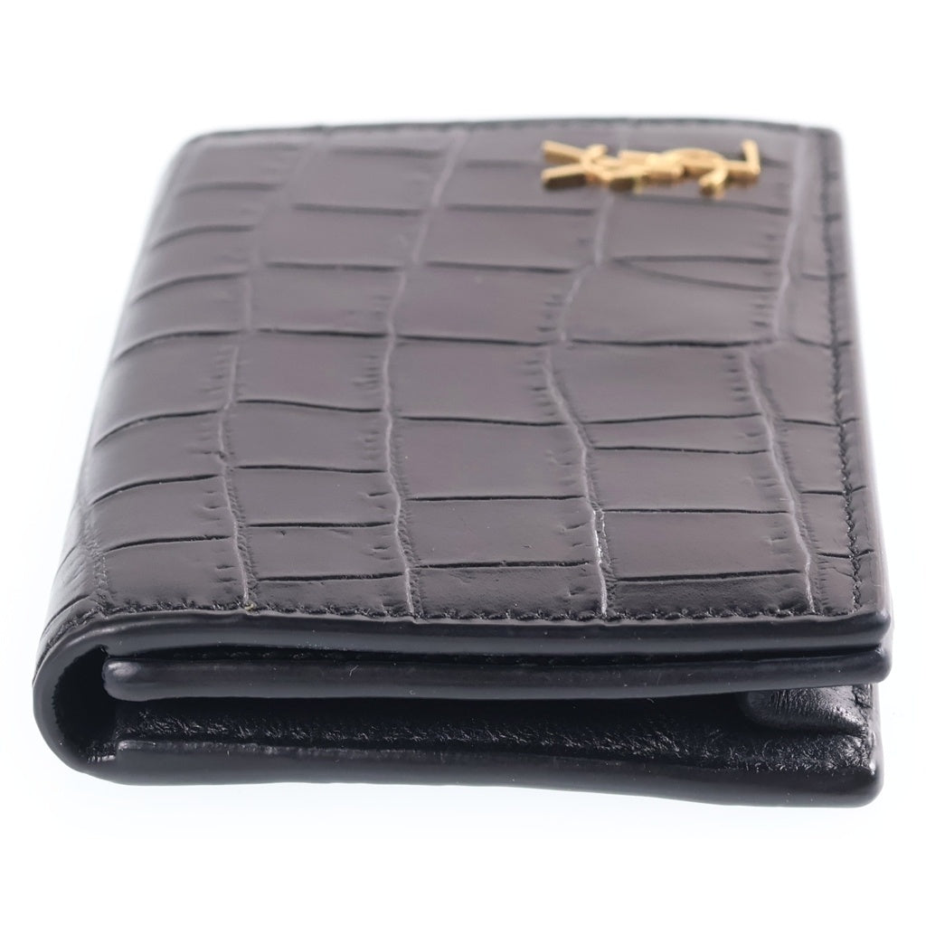 SAINT LAURENT PARIS(サンローランパリ) クロコ コインケース ブラック レディース