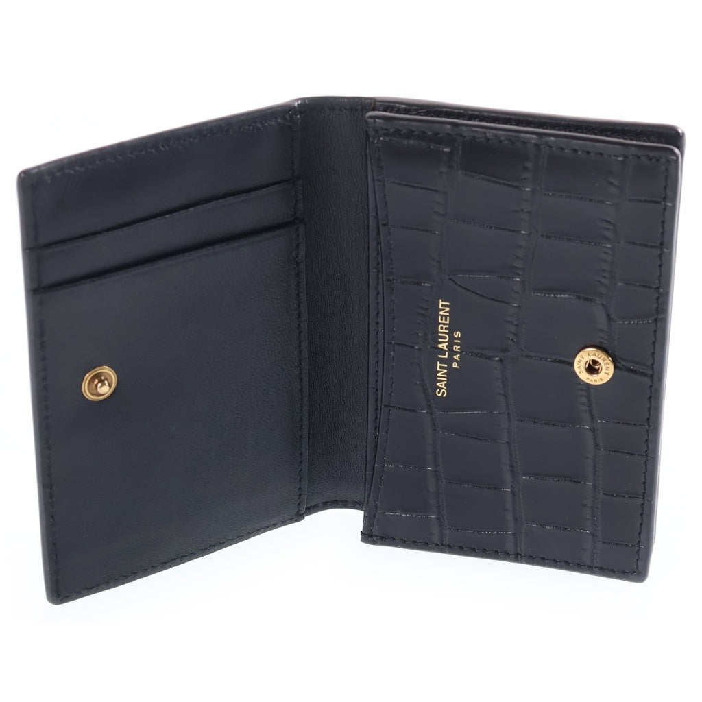 SAINT LAURENT PARIS(サンローランパリ) クロコ コインケース ブラック レディース