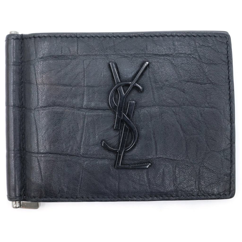 SAINT LAURENT PARIS(サンローランパリ) フロントロゴ クロコ 485630 カードケース ブラック
